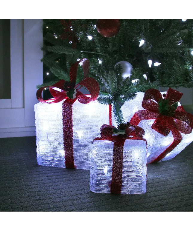 LED Acrylic Gift Box Set - Plug In - 3 pcs in a set-Christmas Figure-Lexi Lighting