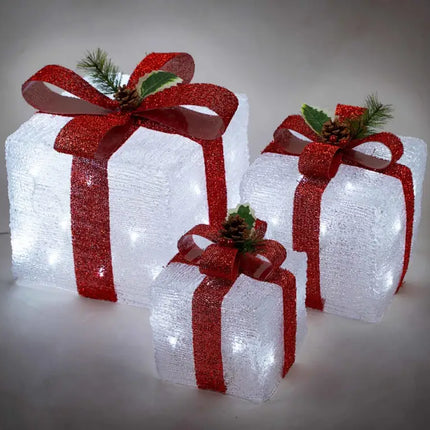 LED Acrylic Gift Box Set - Plug In - 3 pcs in a set-Christmas Figure-Lexi Lighting