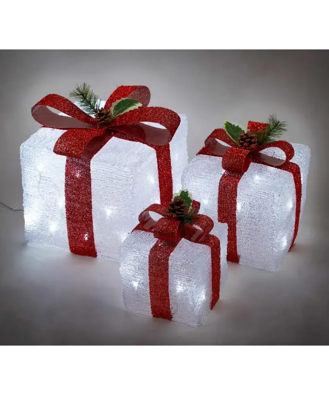 LED Acrylic Gift Box Set - Plug In - 3 pcs in a set-Christmas Figure-Lexi Lighting