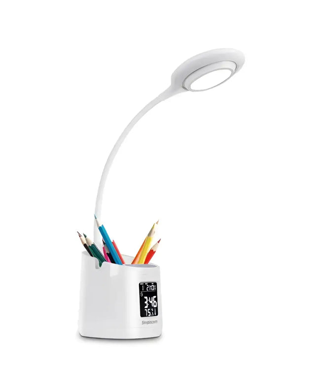 SIMPLECOM EL621 LED Desk Lamp with Pen Holder and Digital Clock Rechargeable-Home & Garden > Lighting-Koala Lamps and Lighting