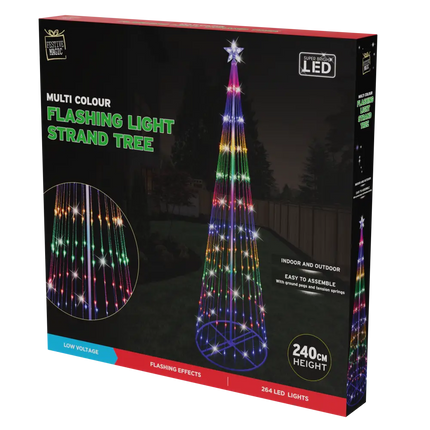 LED Digital Strands Tree 2.4m Multi-Color featuring boxed multi-color flashing light strand
