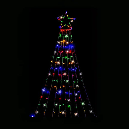 Illuminated star-topped Christmas tree light display on LED Garden Star Cascade 3.5m Multi-Color Lights