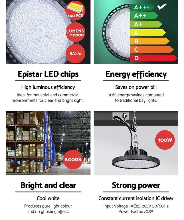 LED High Bay Lights 100W Industrial Warehouse-Home & Garden > Lighting-Dropli