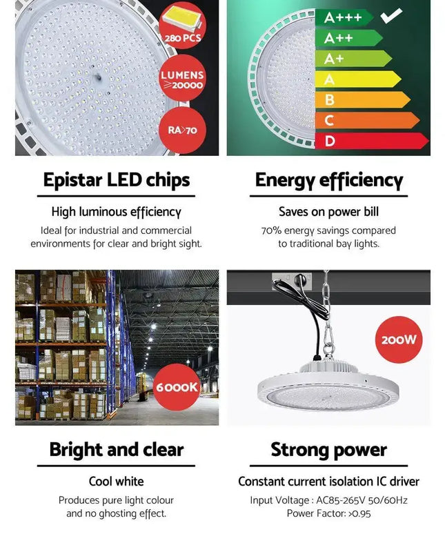 LED High Bay Lights 200W Industrial Warehouse-Home & Garden > Lighting-Dropli