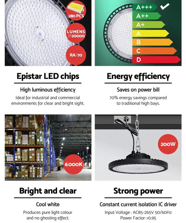 LED High Bay Lights 200W Industrial Warehouse-Home & Garden > Lighting-Dropli