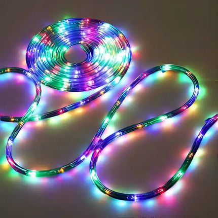 Coiled multicolored LED Ropelight 20m flashing decorative lighting for indoor outdoor use