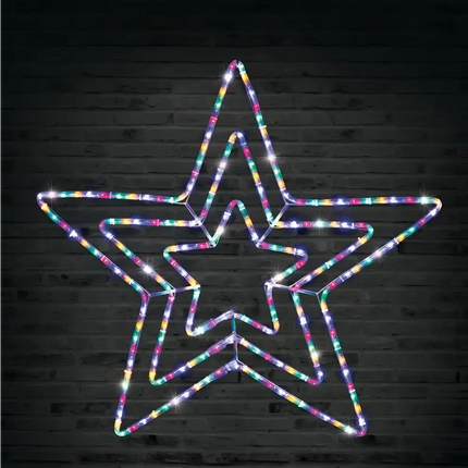 Illuminated multi-colored star decoration on LED Ropelight 3 In 1 Star 80cm Flashing Multicolor