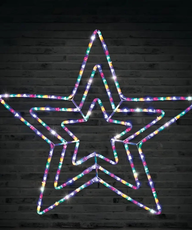 Illuminated multi-colored star decoration on LED Ropelight 3 In 1 Star 80cm Flashing Multicolor