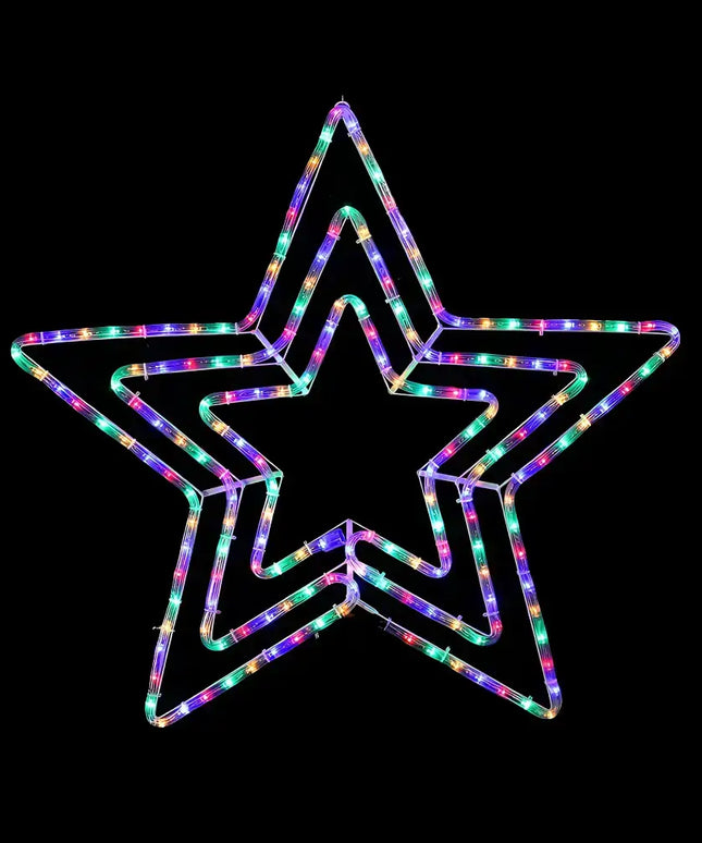 Illuminated triple-layered star decoration from LED Ropelight 3-in-1 Star Flash Multicolor