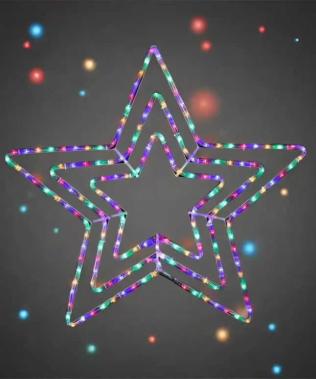 Illuminated star decoration from LED Ropelight 3-in-1 Star Flash in multicolor with warm and cool lighting