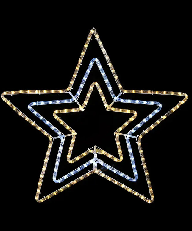 Illuminated star decoration with LED Ropelight 3-in-1 Star Flash Warm-Cool-Warm system