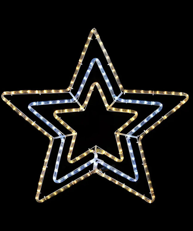 Illuminated star decoration with LED Ropelight 3-in-1 Star Flash Warm-Cool-Warm system
