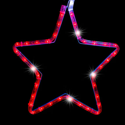 Illuminated red star decoration from LED Ropelight 5 Stars Chain in multicolor options