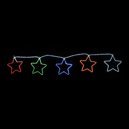Colorful star string lights on LED Ropelight 5 Stars Chain in multicolor variant