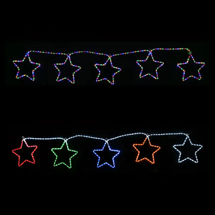 LED Ropelight 5 Stars Chain with two rows of multicolor star-shaped string lights