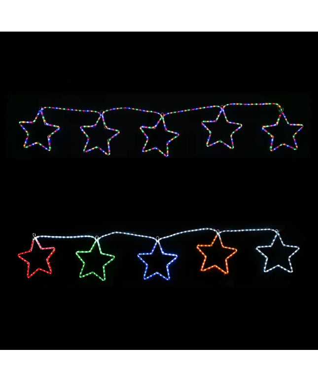 LED Ropelight 5 Stars Chain with two rows of multicolor star-shaped string lights