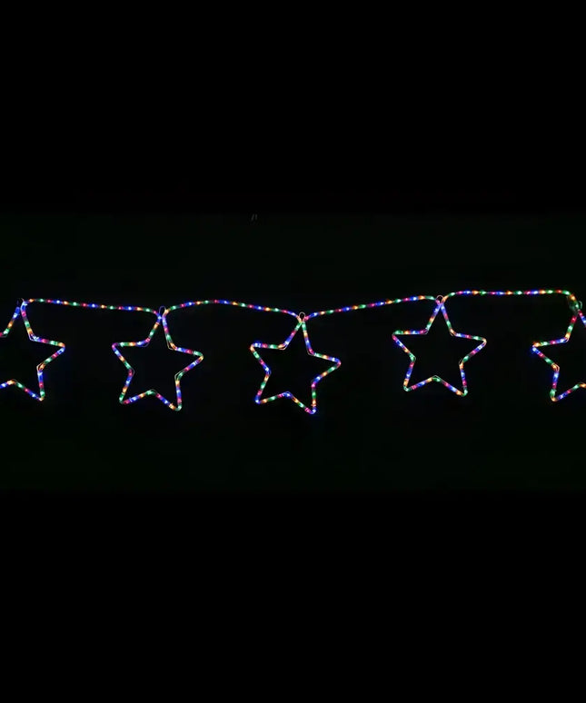 Five star LED Ropelight string lights displayed in two available colors RGBYW