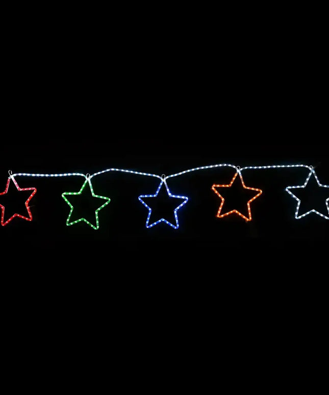 Colorful star string lights on LED Ropelight 5 Stars Chain in RGBYW colors