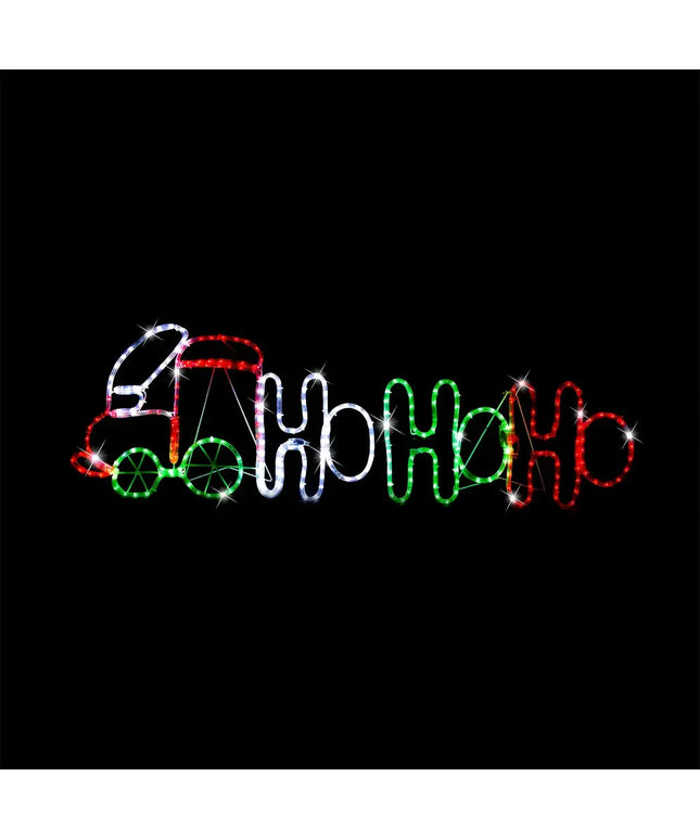 Illuminated Christmas truck with Ho Ho Ho displayed on LED Ropelight HoHoHo Train Twinkle Lights