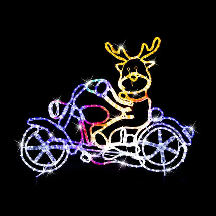 Illuminated Reindeer on Motorcycle Decoration for LED Ropelight Motorbike Crew Reindeer