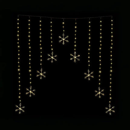 LED Snowflakes Curtain Lights in Warm White with Snowflake String Light Design
