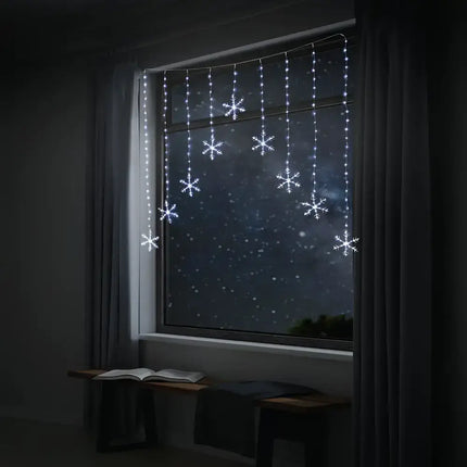 LED Snowflakes Curtain Lights in Warm White with Snowflake String Light Design