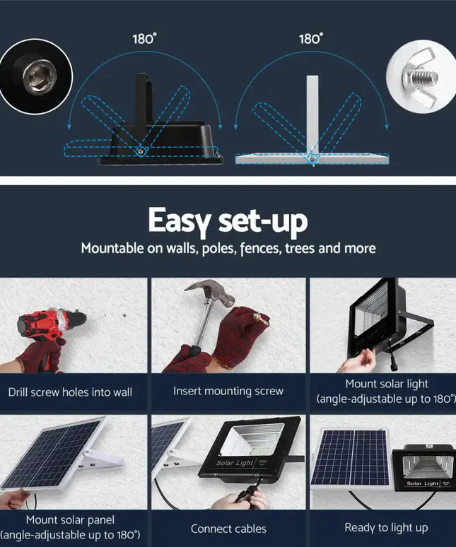 LED Solar Street Flood Light Remote Outdoor Security Lamp 60W-Home & Garden > Lighting-Dropli