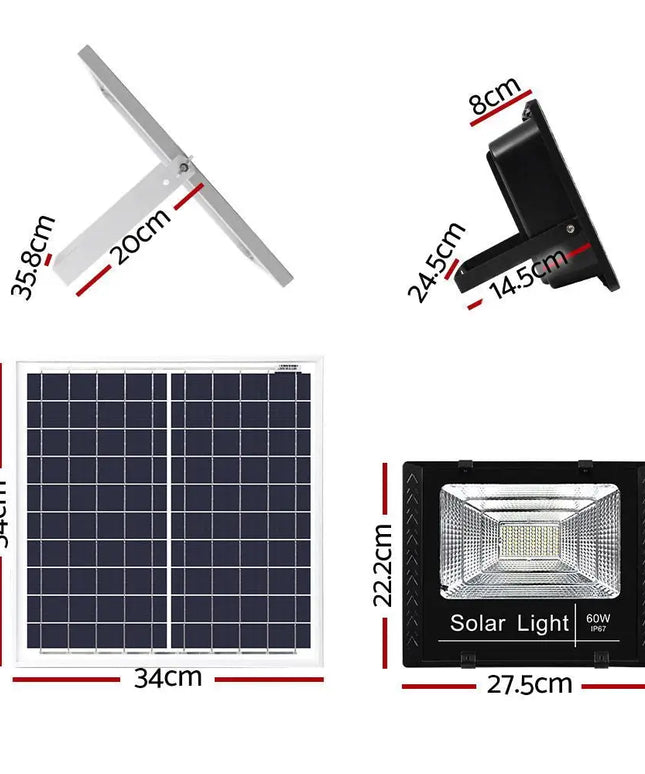 LED Solar Street Flood Light Remote Outdoor Security Lamp 60W-Home & Garden > Lighting-Dropli