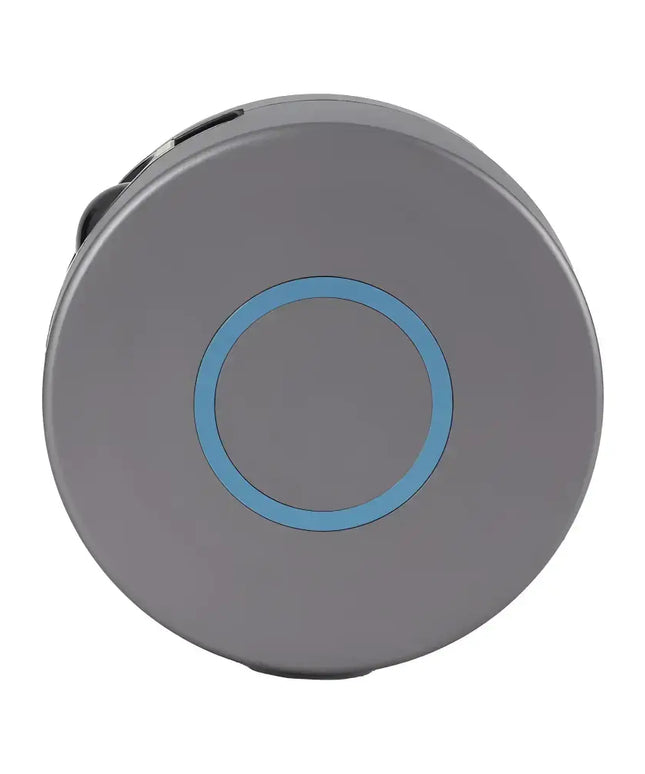 Gray round smart lock with blue circle from LED Starry Sky Galaxy Laser Projection Night Lamp