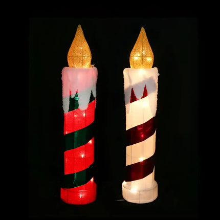 Illuminated LED Tinsel Candle 77cm Twinkle in Red and Green for Christmas decoration