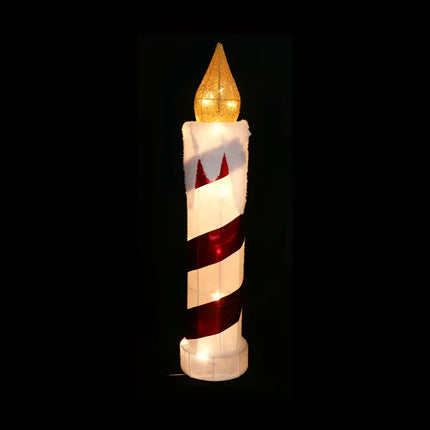 Illuminated LED Tinsel Candle 77cm Twinkle decoration in Red and White colors