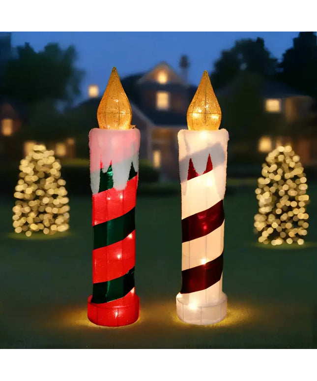 Illuminated Christmas candle decorations on LED Tinsel Candle 77cm Twinkle in red and white