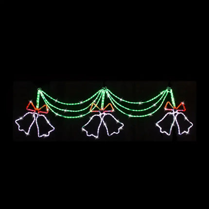 Illuminated Christmas bell garland on LED Twin Bell Ropelight Red-Green-White product