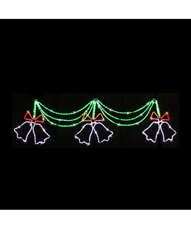 Illuminated Christmas bell garland on LED Twin Bell Ropelight Red-Green-White product
