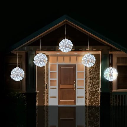 Illuminated decorative spheres from LED Twinkle Petal Balls 10cm 5-Pack in Cool-Warm White