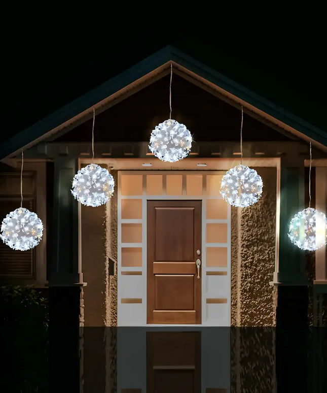 Illuminated decorative spheres from LED Twinkle Petal Balls 10cm 5-Pack in Cool-Warm White