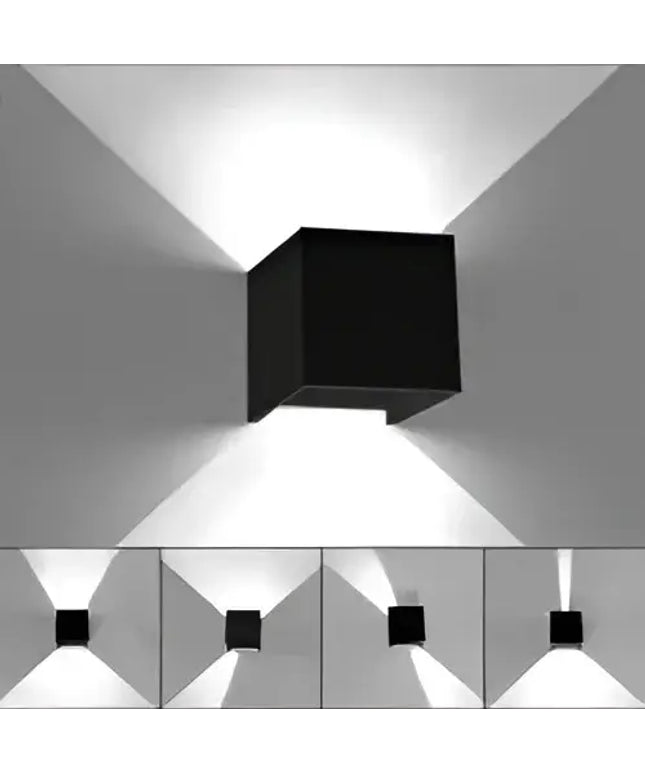 Black Cube Wall Sconce LED 12W Waterproof Outdoor Indoor Wall Light Fixture