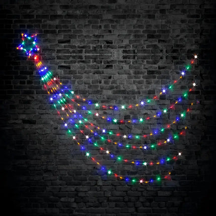 Colorful star-shaped Christmas light display on LED Waterfall Star 3m 200 LEDs Multi-Color