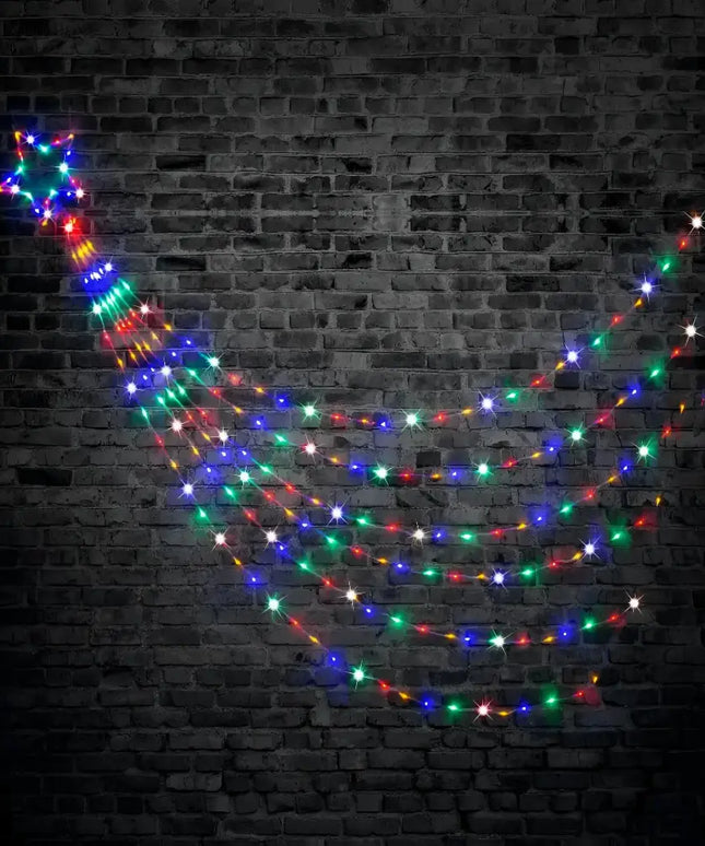 Colorful star-shaped Christmas light display on LED Waterfall Star 3m 200 LEDs Multi-Color