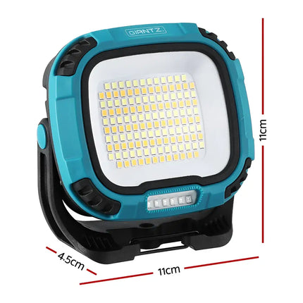 Turquoise and black LED work light torch rechargeable USB cordless magnetic for professional illumination