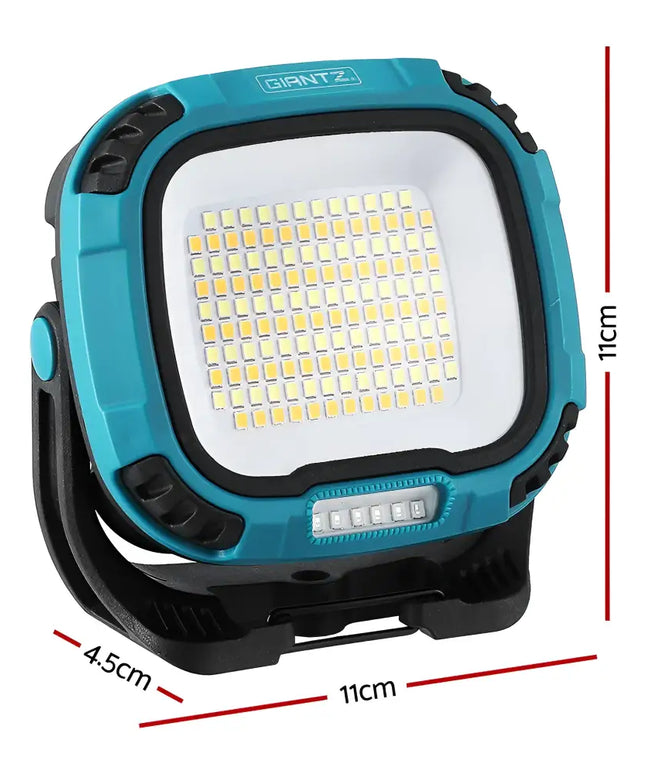 Turquoise and black LED work light torch rechargeable USB cordless magnetic for professional illumination