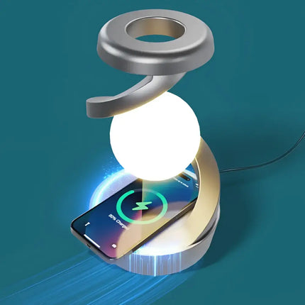 Levitating 3D Moon Lamp with LED RGB Light and Wireless Phone Charger