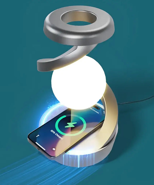 Levitating 3D Moon Lamp with LED RGB Light and Wireless Phone Charger