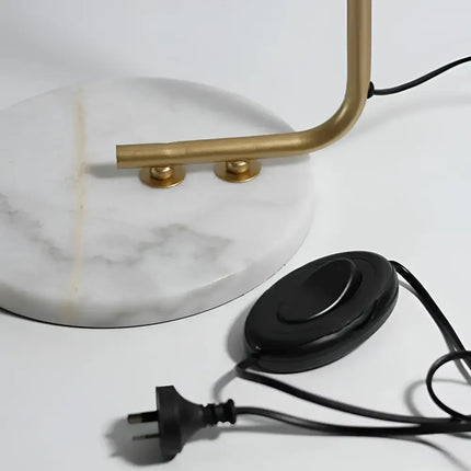 Lexi ADELE metal and marble floor lamp with gold finish and black cord