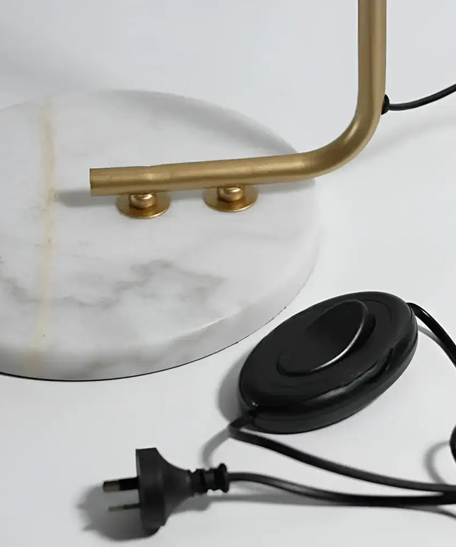 Lexi ADELE metal and marble floor lamp with gold finish and black cord