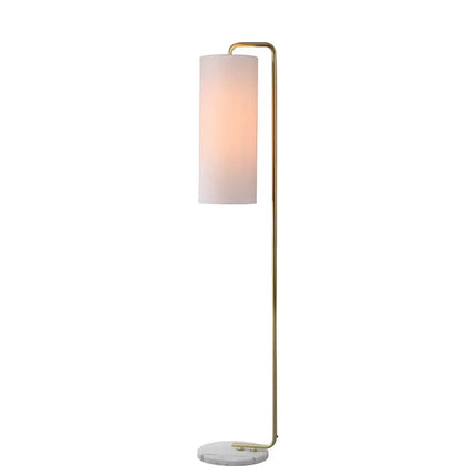 Lexi ADELE Metal and Marble Floor Lamp with gold finish, white shade, and marble base