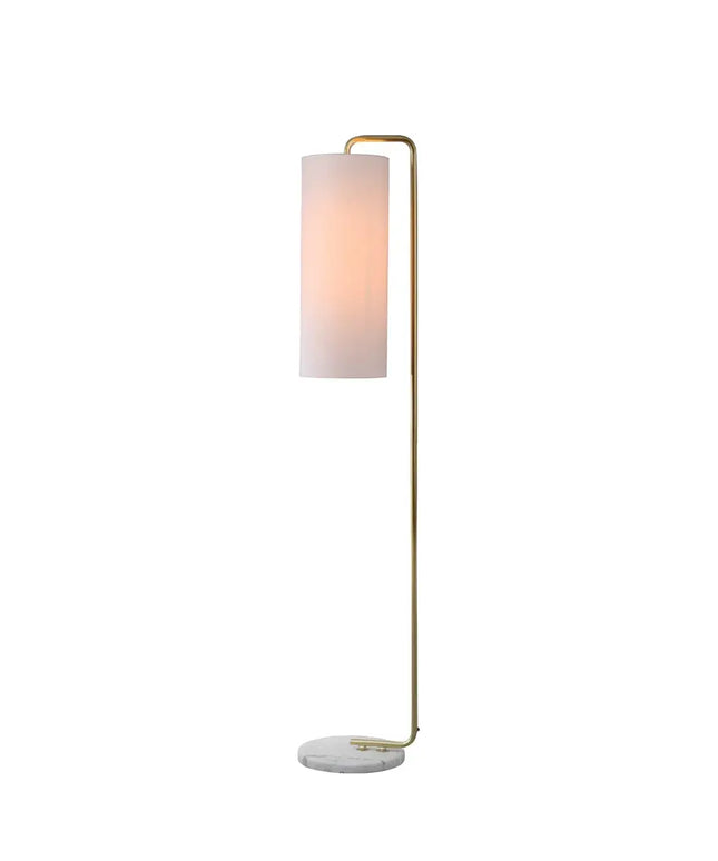 Lexi ADELE Metal and Marble Floor Lamp with gold finish, white shade, and marble base