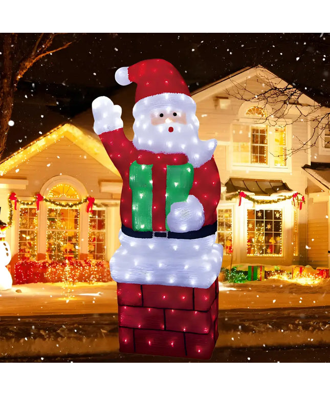 Lexi Lighting 1.2M Huge Acrylic Standing Santa with Gift Box, festive Christmas decoration with warm LED lights.
