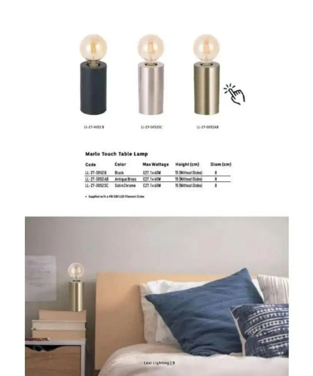 Lexi MARLO - Touch Table Lamp-TABLE LAMPS-Lexi Lighting