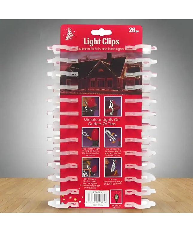 Pack of Light Clips for Fairy and Icicle Lights in a 26 pack display